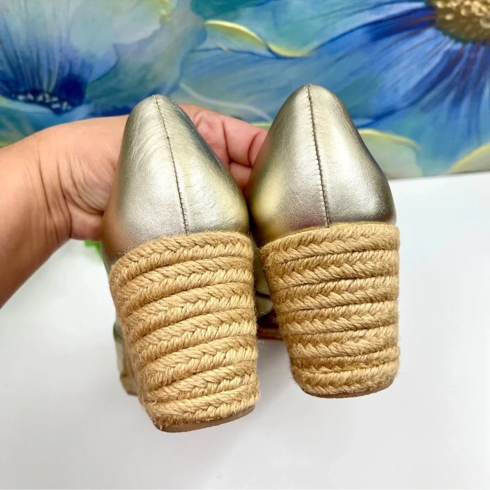 Jack‎ Rogers Palmer Crisscross Wedge Espadrille In Gold Size 8